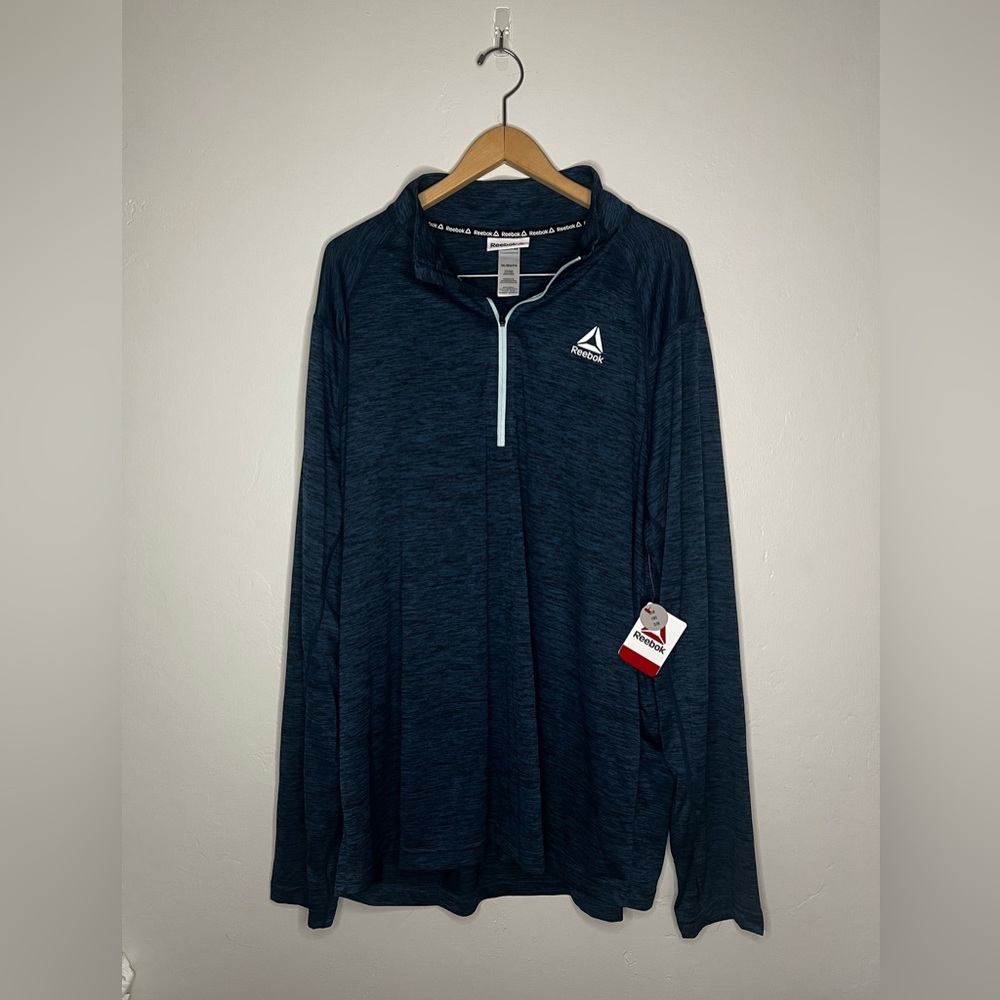 NWT Men’s Reebok Blue Heather Quarter-Zip Top